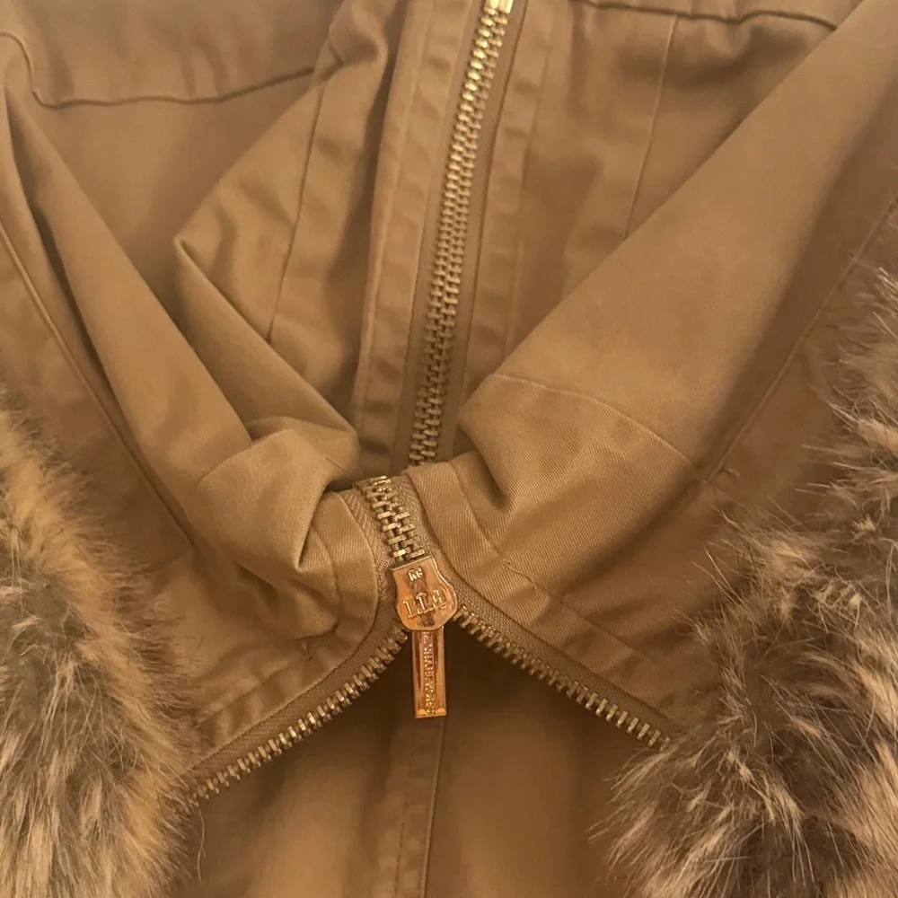 Michael Kors Women's Tan Parka Lined and Filled Coat with Faux Fur Trim - Picture 8 of 14